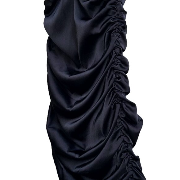Oh Polly Dark Romance Plunge Ruched Satin Mini Dress Black Size 4 Party Satin - Picture 5 of 9